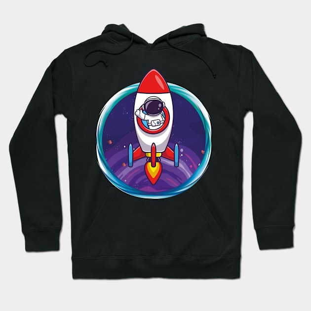 Astronaut Rides Rocket Hoodie by Gozelle